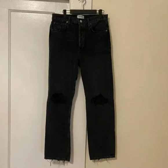 90's Pinch Waist Jeans AGOLDE in Black Distressed - size 29 - Picture 9 of 12